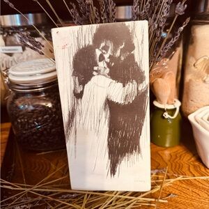 vintage Aldo Luongo "Young Lovers" print Black and White Art 4”x 8”